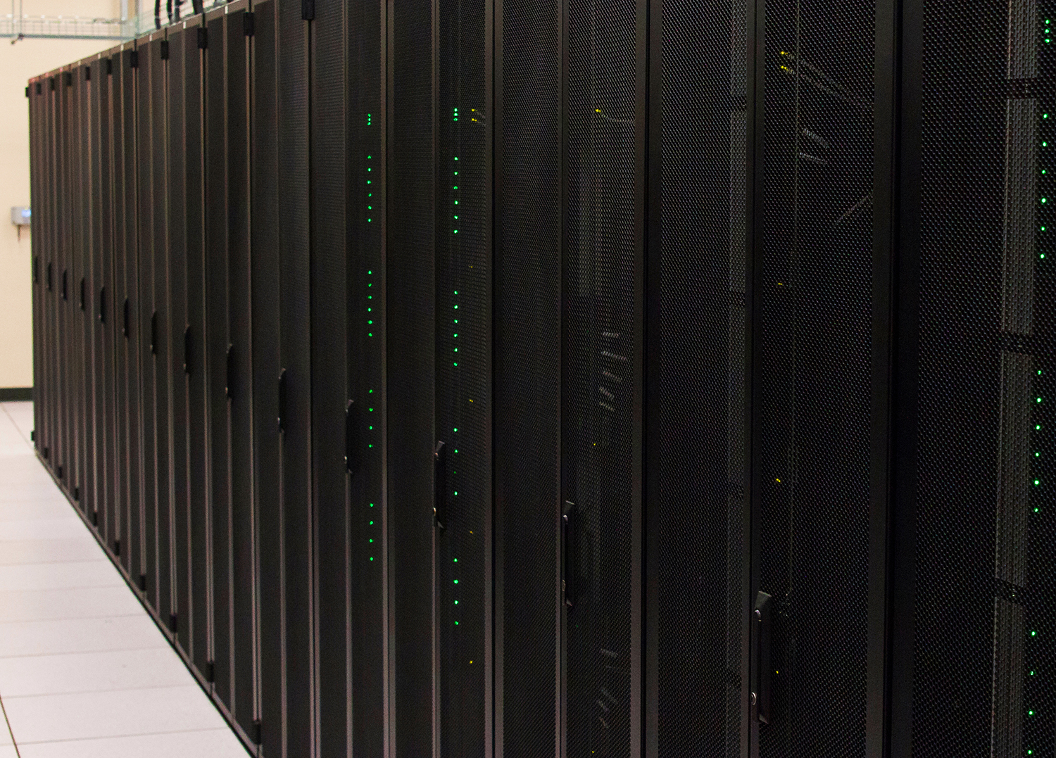 A row of servers inside UAlbany's Data Center.